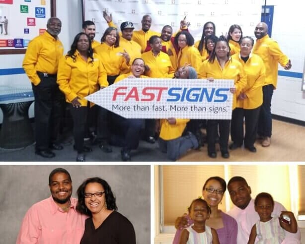 A collage of images of Dana and Howard James of FASTSIGNS Washington DC